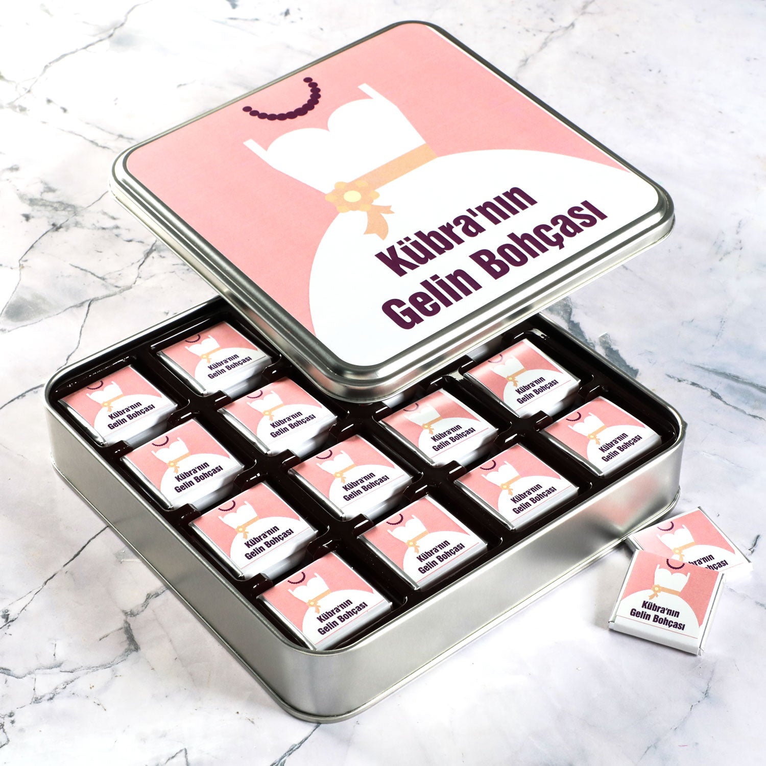 32-Piece Chocolate Gift Box with Cologne in Metal Tin (Model-1)