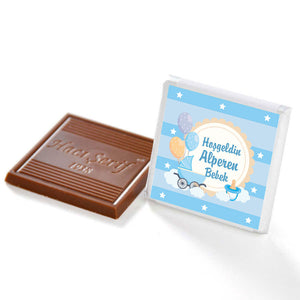 50-Piece Custom Printed Baby Boy Chocolate in Metal Box