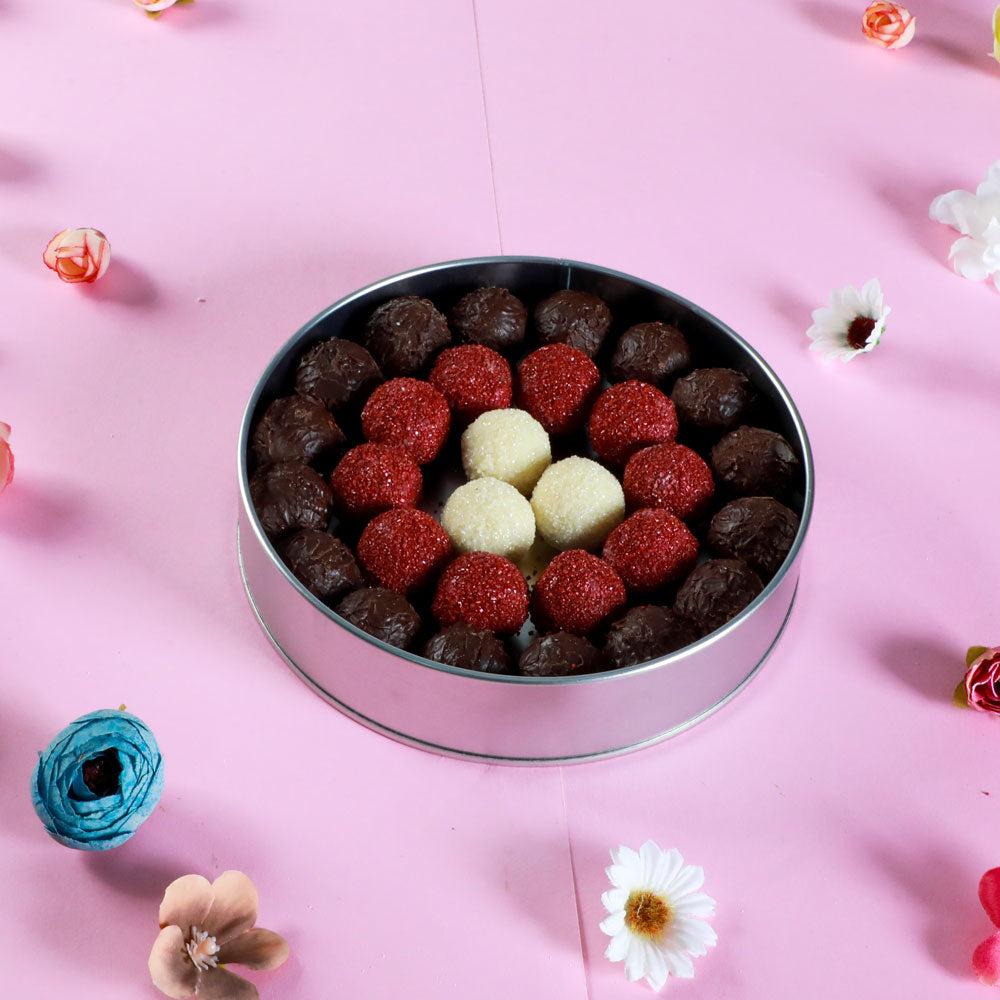 Mother's Day Gift Assorted Special Truffle Chocolate (Round Metal Box) - Model 2