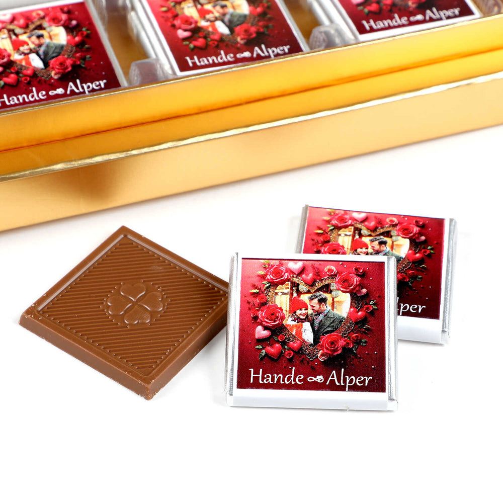 Personalized Photo Name Gift - 32 Gold Chocolate Medallions