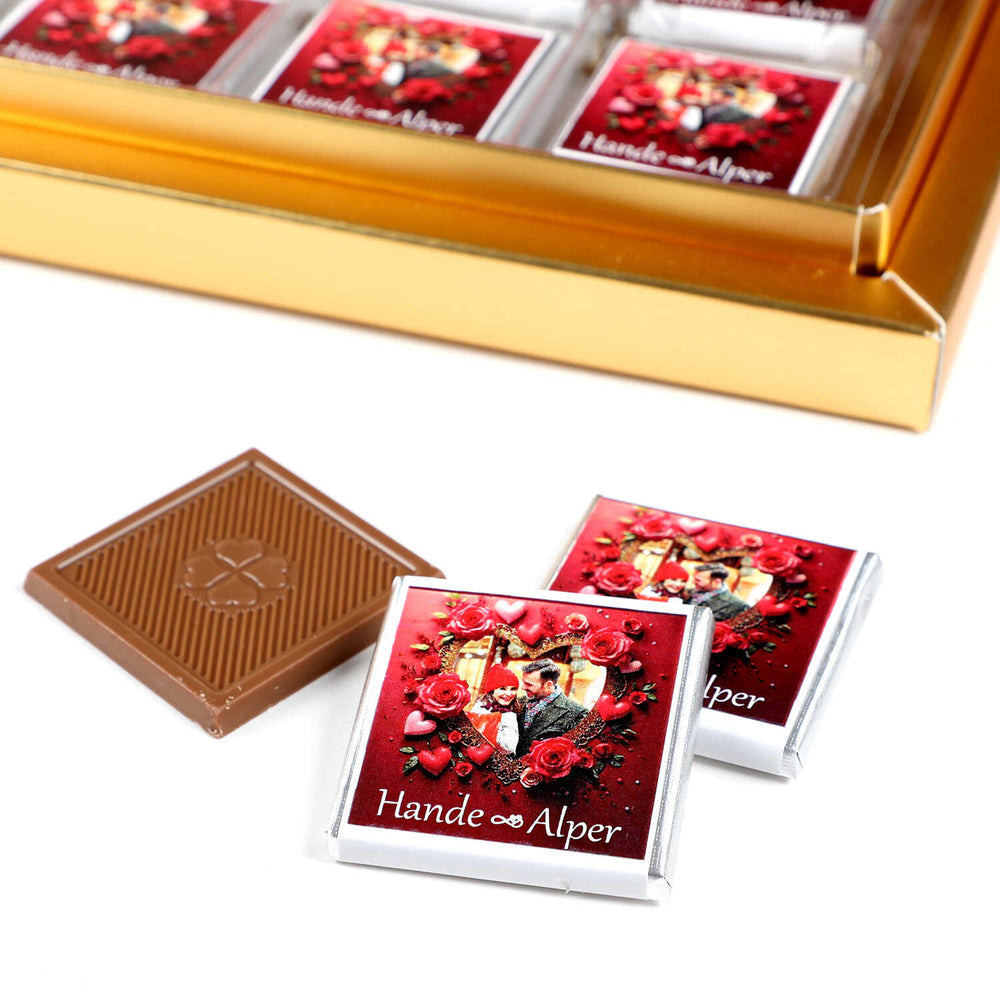 Personalized Name Photo Gift - 48 Madlen Chocolate Gold Box