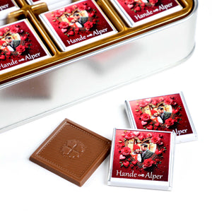 32-Piece Personalized Photo Chocolate Gift in Metal Box