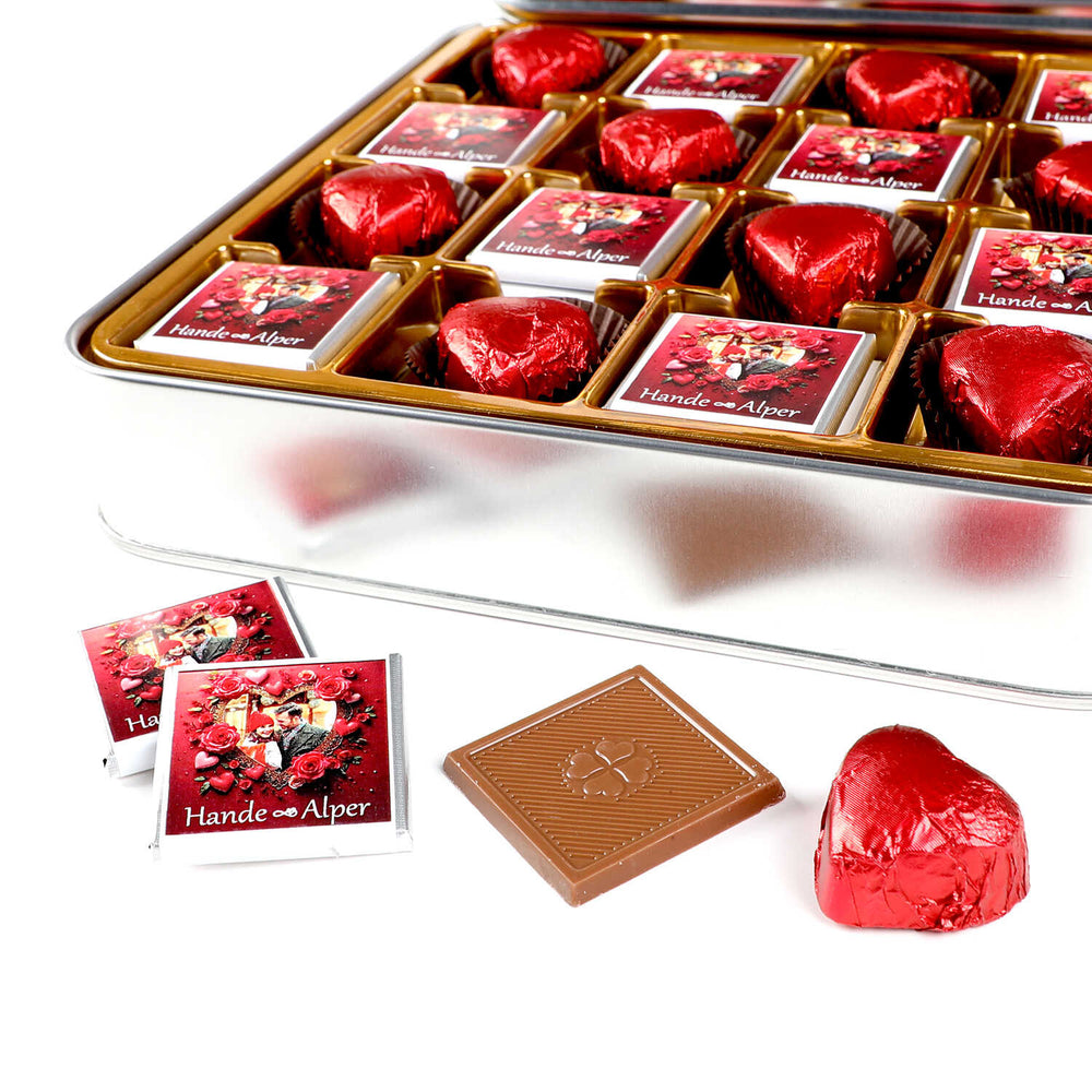 Photo Personalized Gift for Girlfriend - Heart Chocolate in Metal Box