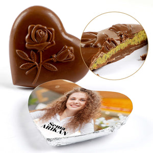 Personalized Name Gift: Heart-Shaped Dubai Chocolate with Pistachio Kadayif Filling