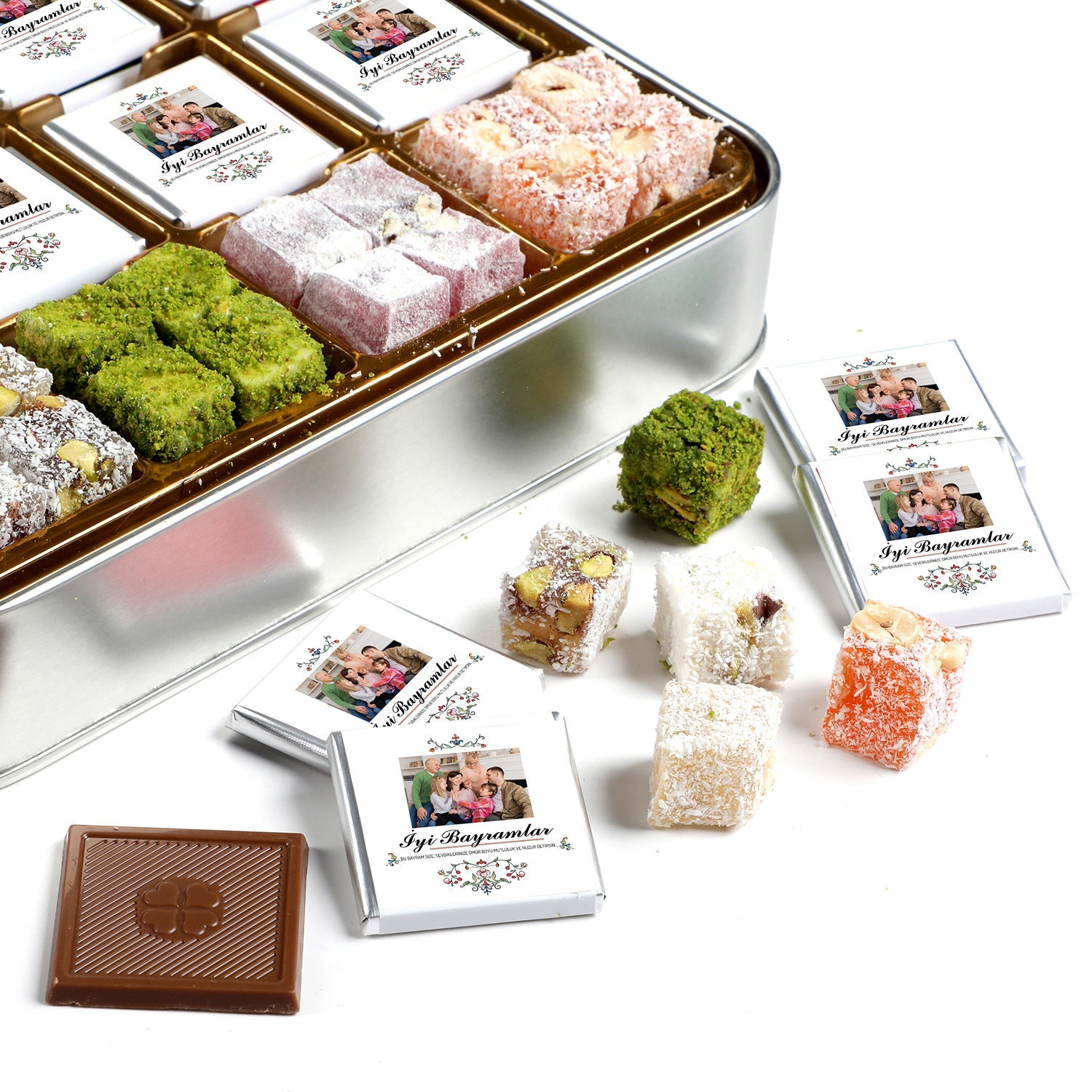 هدية العيد المصورة (علبة معدنية من اللقيمات المزدوجة المحمصة المختلطة)