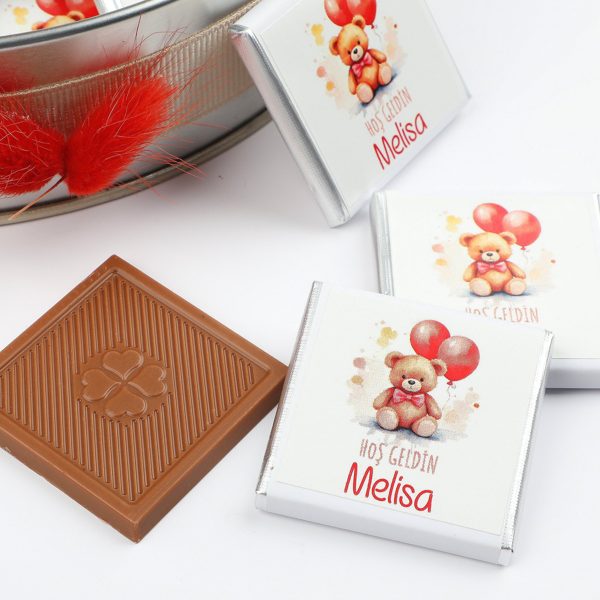 Baby Bear Decorated Baby Chocolate (35 Pieces Milk Chocolate) Metal Box