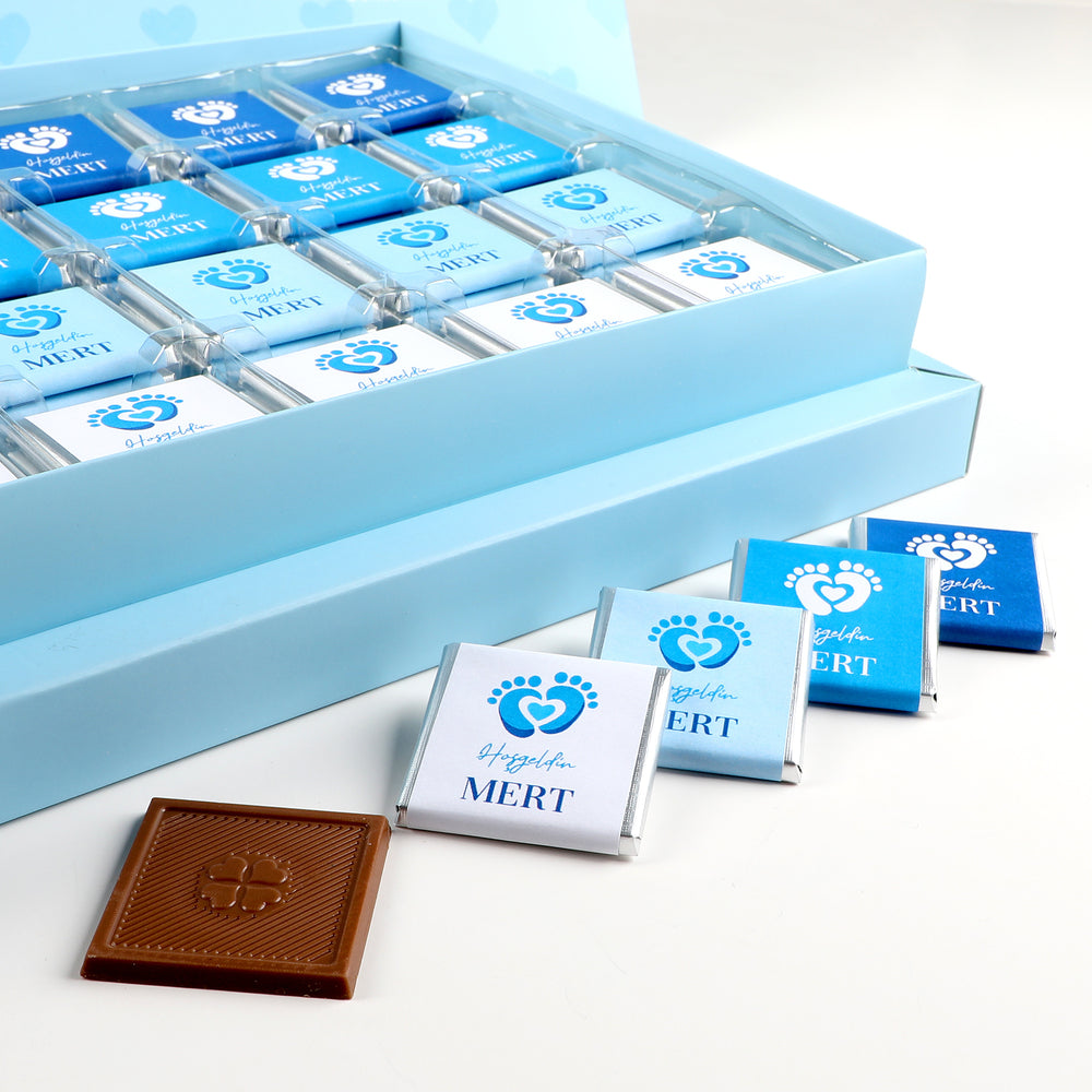 4 Color Baby Boy Chocolate Box (48 Mini Chocolates)
