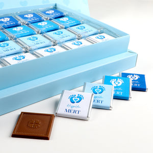 4 Color Baby Boy Chocolate Box (48 Mini Chocolates)