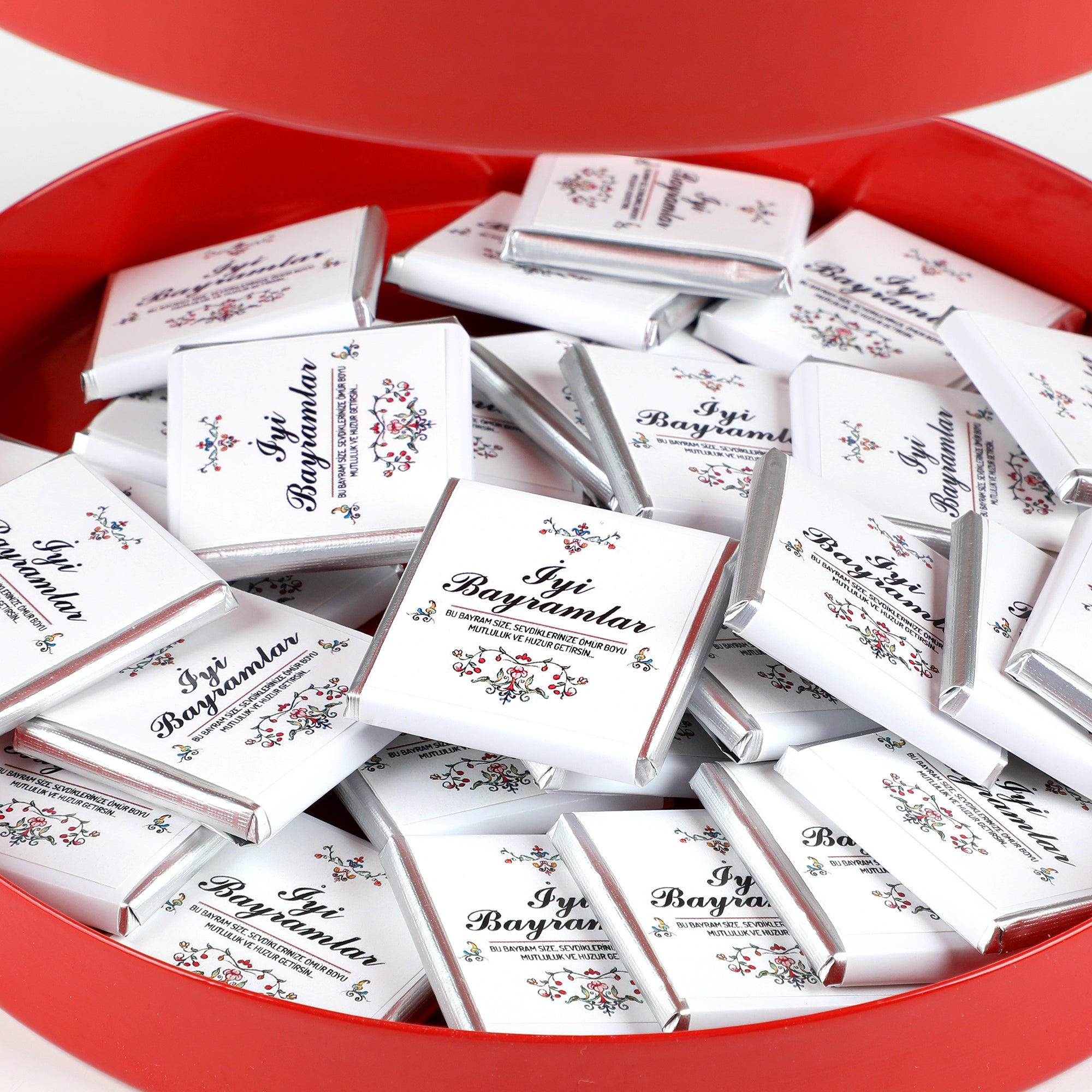 مجموعة هدايا صينية حمراء مزدوجة الطبقات - شوكولاتة وقهوة