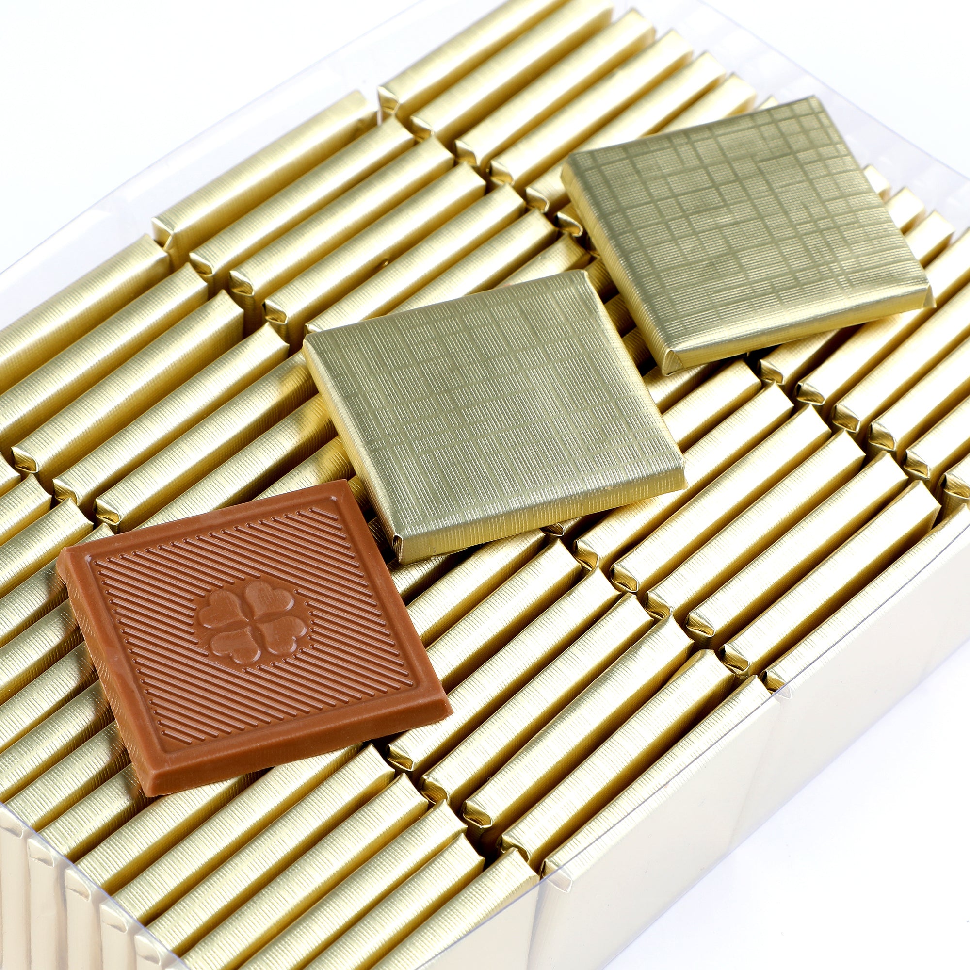 Gold Wrapped Milky Chocolate 500g in Acetate Box