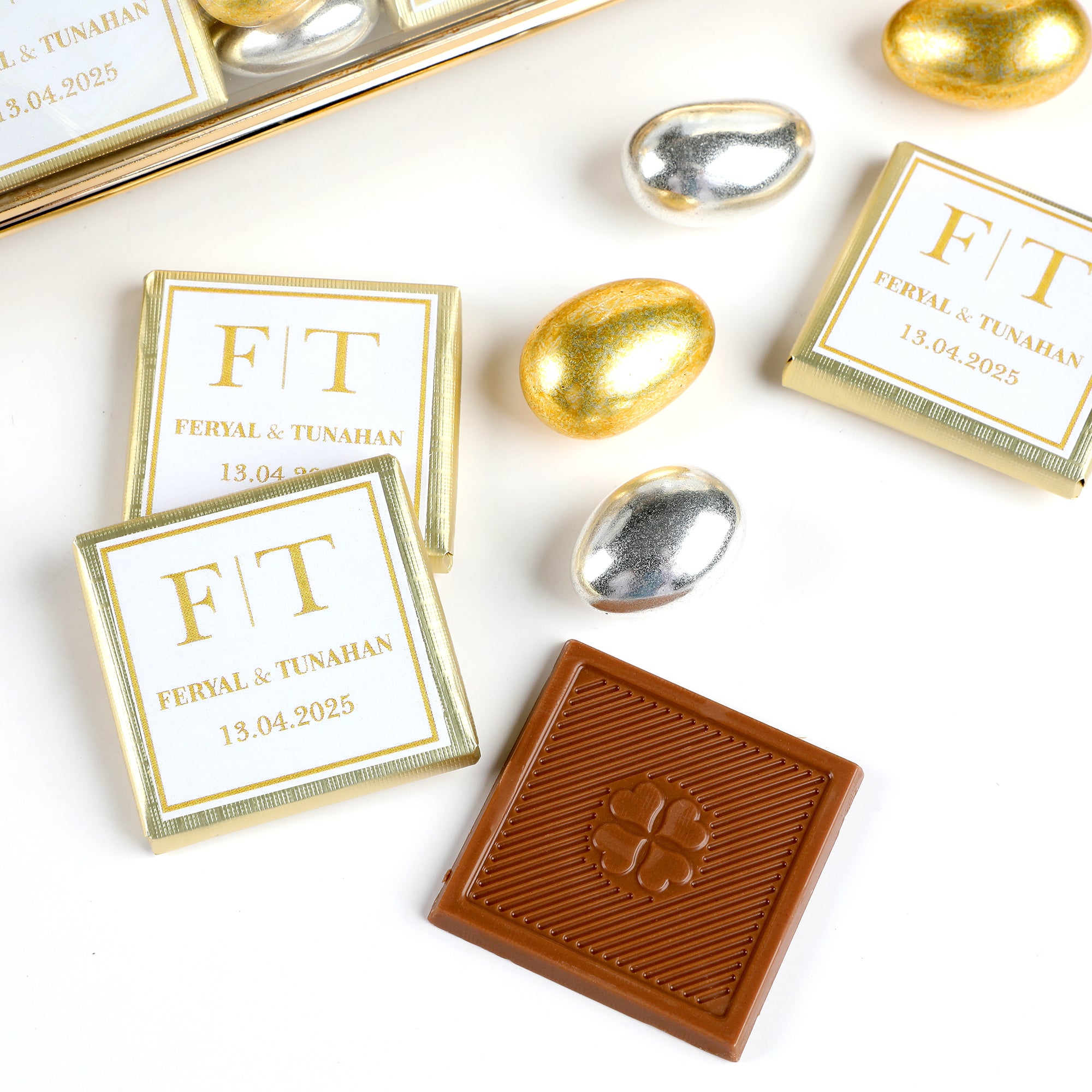 Engagement Proposal Acrylic Box with Custom Chocolate Dragees