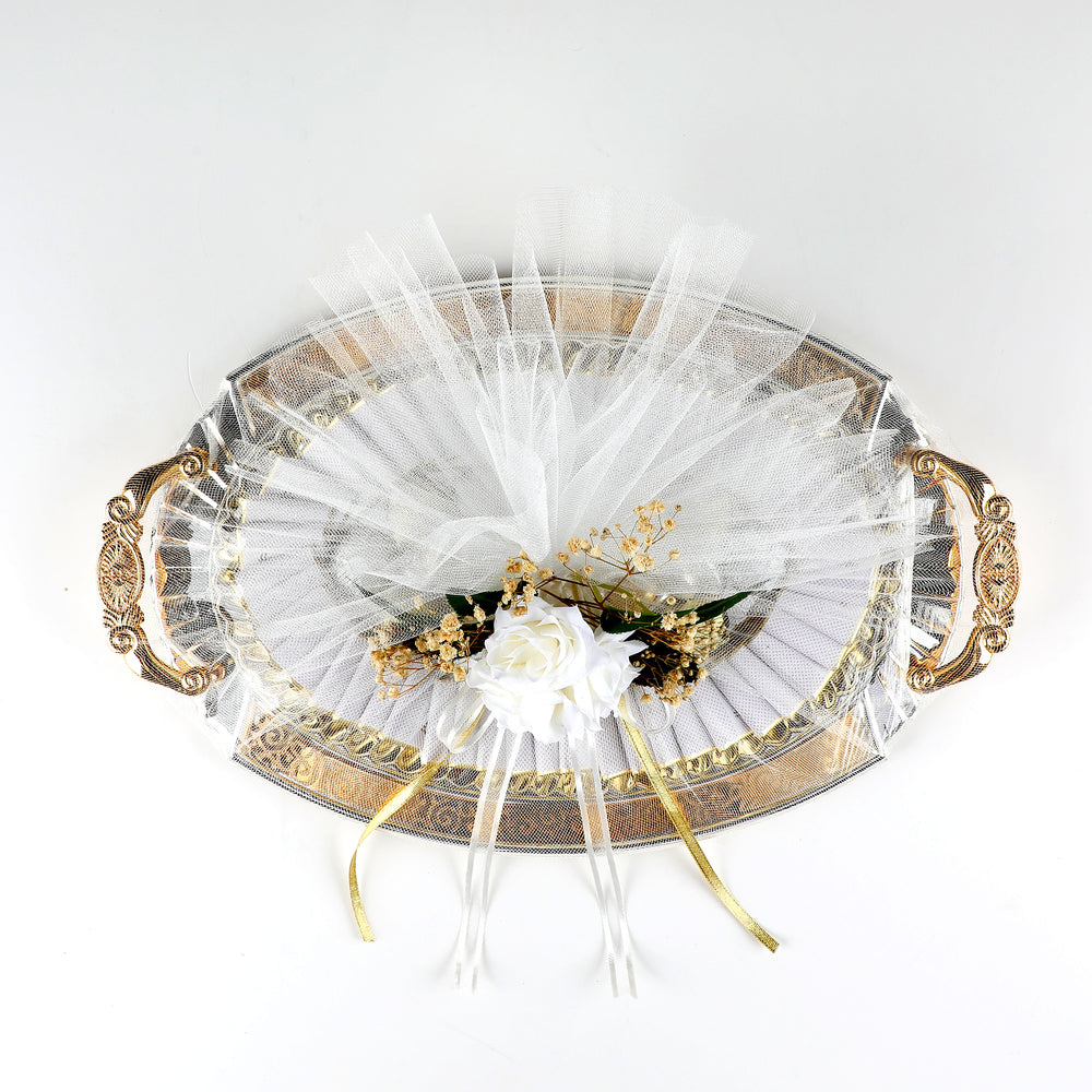 علبة شوكولاتة بيضاوية ذهبية للخطوبة والزواج