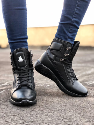 Black Lace-Up Unisex Sports Combat Boots