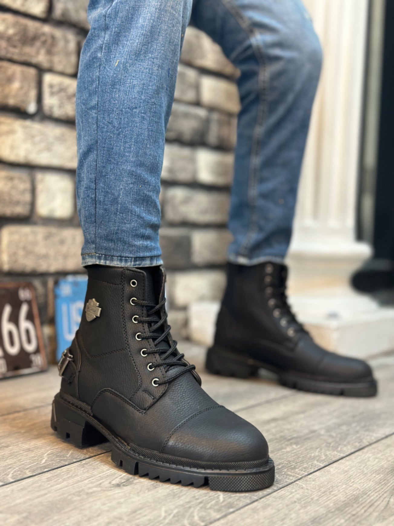 Kartal Zippered Buckled Black Men's Classic Sport Ankle Boot