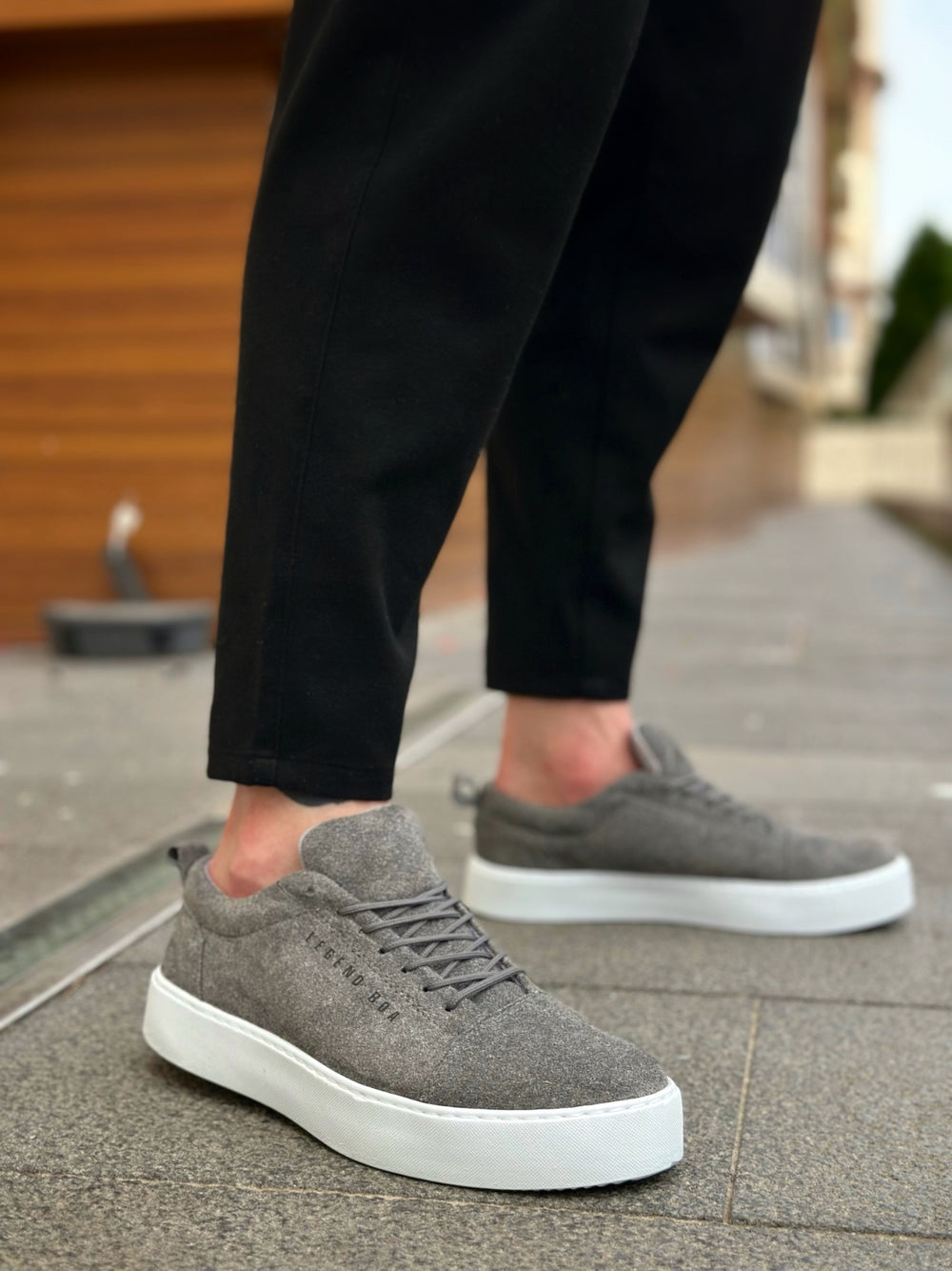 Gray Suede Lace-Up Classic Men's Sneakers