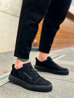 Black Suede Classic Men's Sneakers with Laces