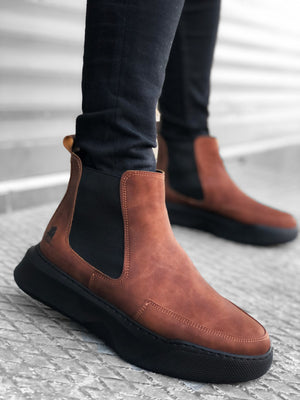 Laceless Strap Men's High Top Tan Sports Boot