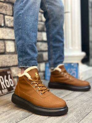 Fur-Lined Lace-Up Men's Stylish Sport Boots