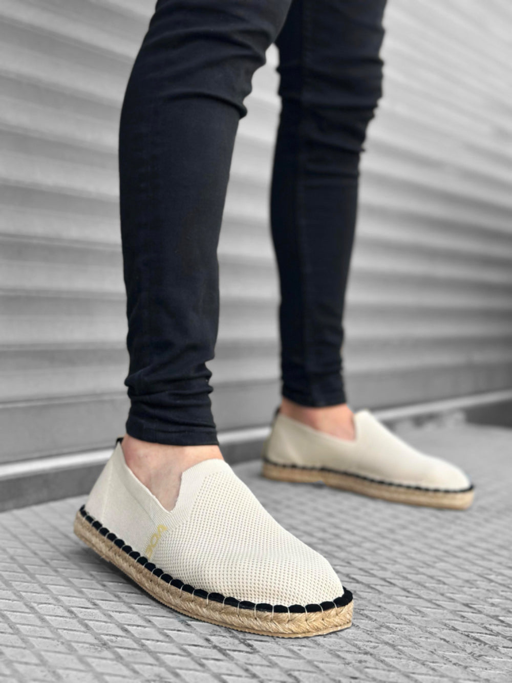 Men's Beige Knit Espadrille with Comfortable Flat Sole - BA0224