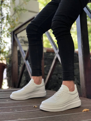 High Top White Lace-Up Men's Sneakers (BA0238 BOA)