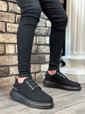 Men's Black Chunky Sole Laceless Casual Style Shoe