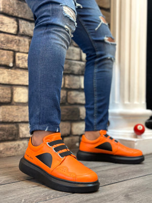 Orange Men's Casual Slip-On Shoes with Thick Sole - BA0302