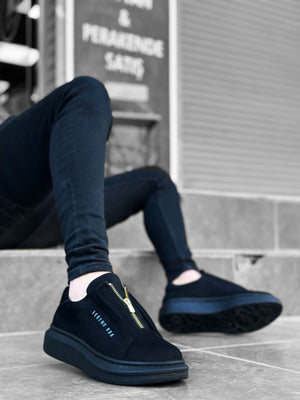 BOA Thick Suede High Top Zippered Black Men's Shoes