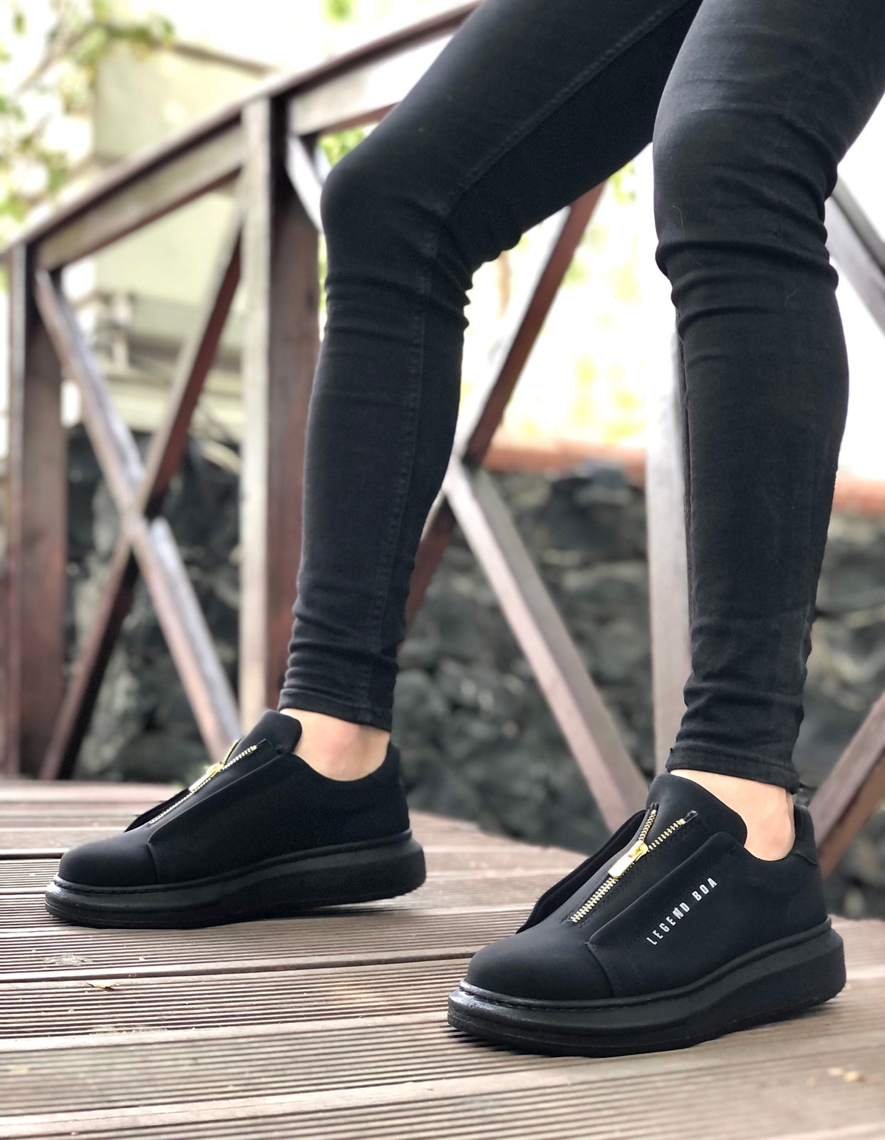 BOA Thick High-Top Zipper Black Men's Sneakers