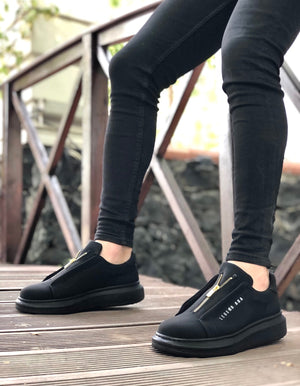 BOA Thick High-Top Zipper Black Men's Sneakers