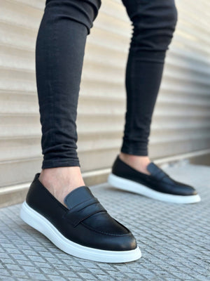 White High-Top Classic Leather Slip-On Men's Shoes