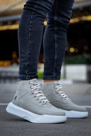High Top Gray Sole Lace-Up Men's Sports Boots