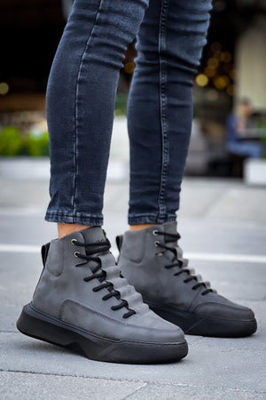 BA0321 Men's High Top Smoke Sneaker with Hidden Laces