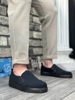 Velvet Black Slip-On Men's Casual Shoes