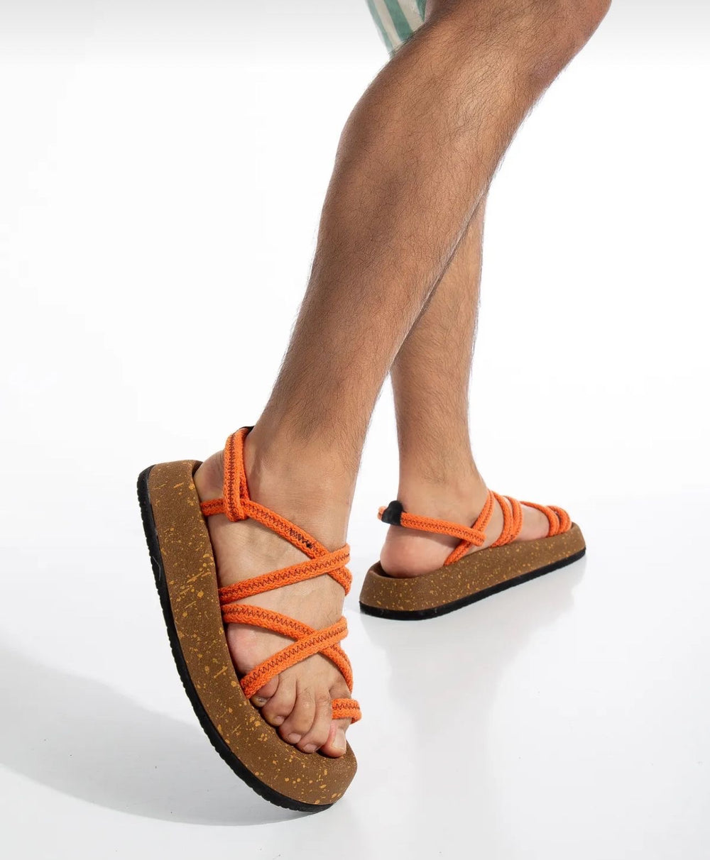 Orange Casual Men's Rope Sandals - BA0343