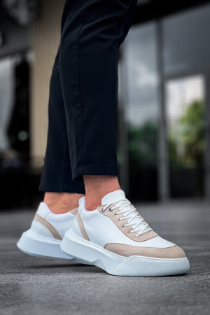 Daily Lace-Up Men's Cream White Chunky Platform Sneakers