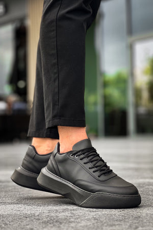 BA0354 Men's Black High Top Lace-up Sneakers
