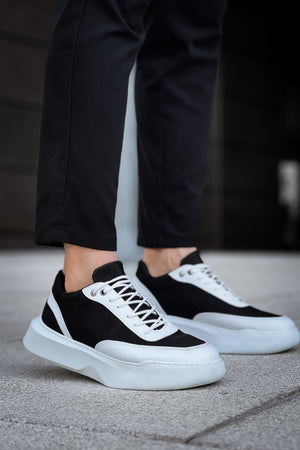 Men's White Patchwork High Top Sneakers with Daily Laces