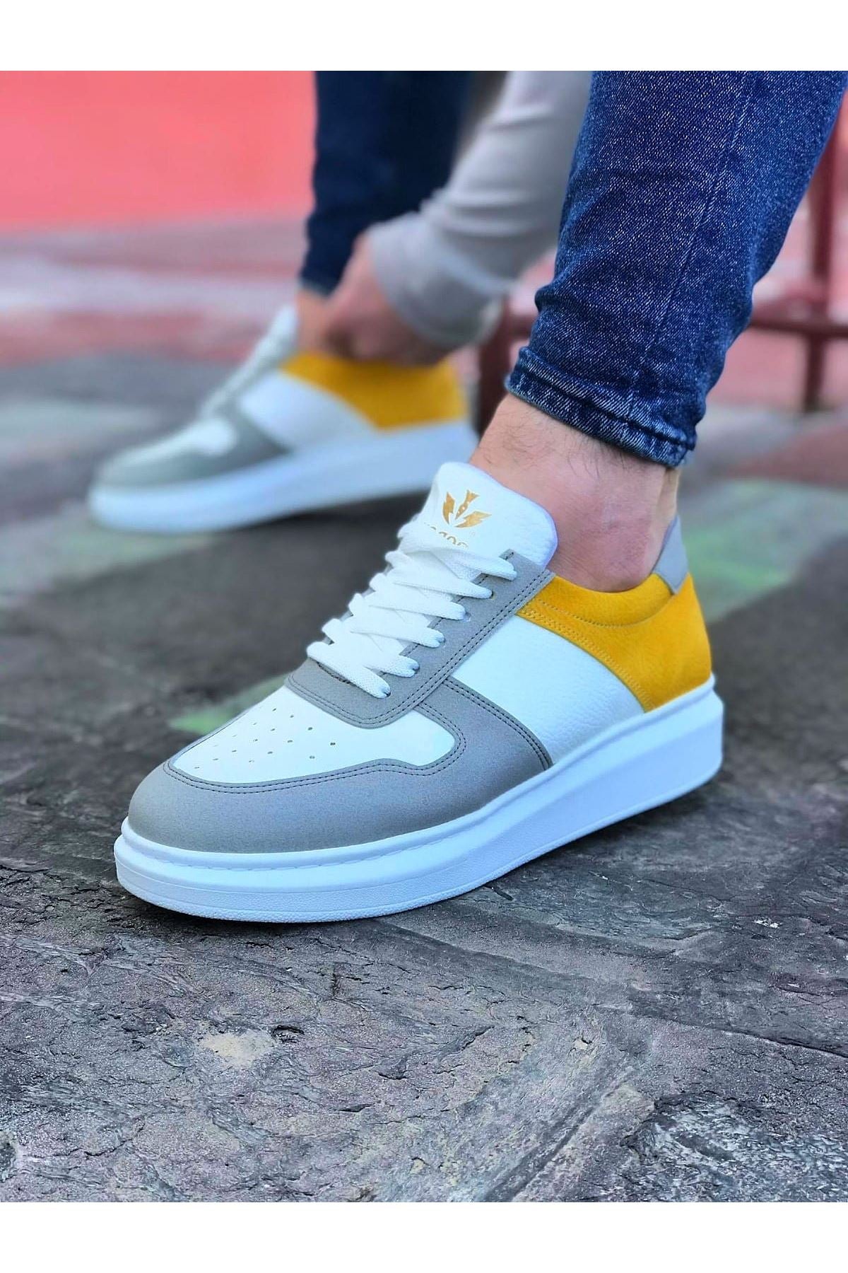 White Yellow Men's Casual Shoes - Wagoon WG011