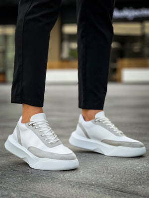 BA0354 Men's Gray Patchwork White High Top Sneakers