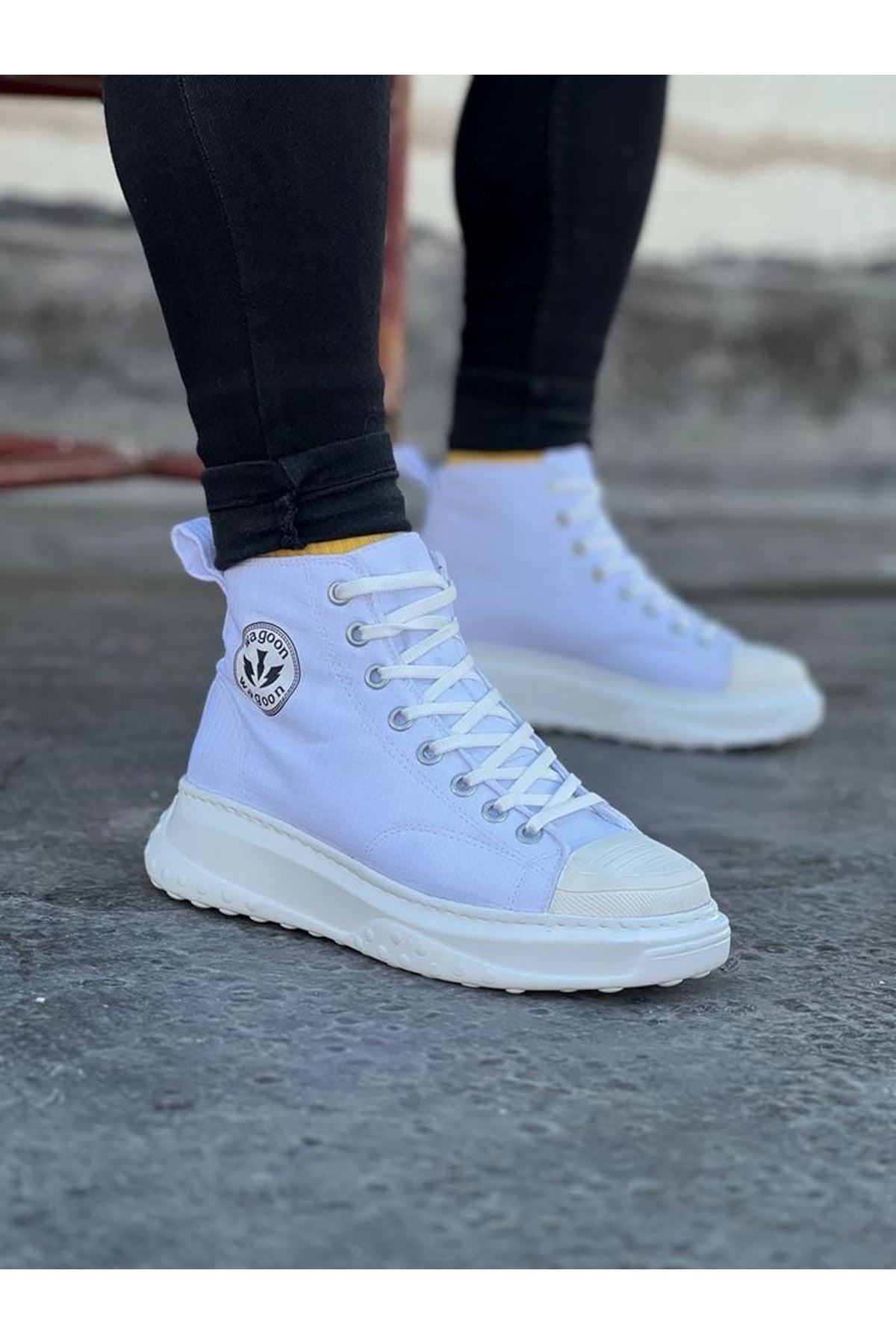 WG017 White Men's Casual Half Ankle Shoes