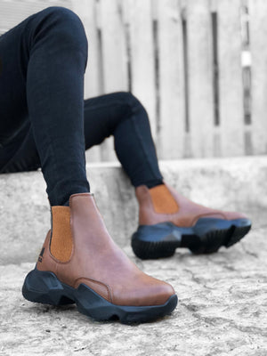 Laceless Comfortable High-Top Tan Men's Sport Ankle Boot