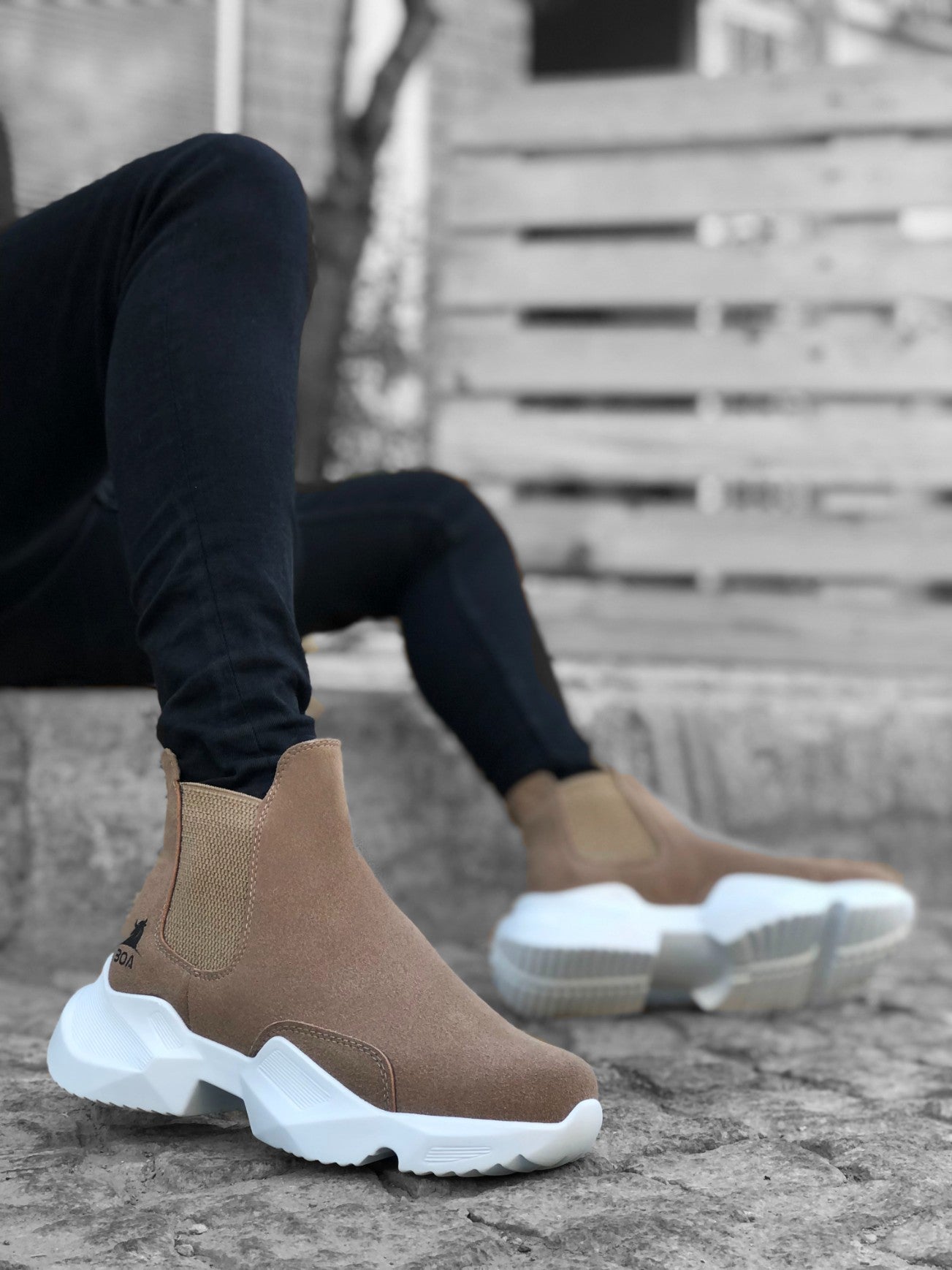 Laceless Comfort High Top Tan Men's Sports Ankle Boot
