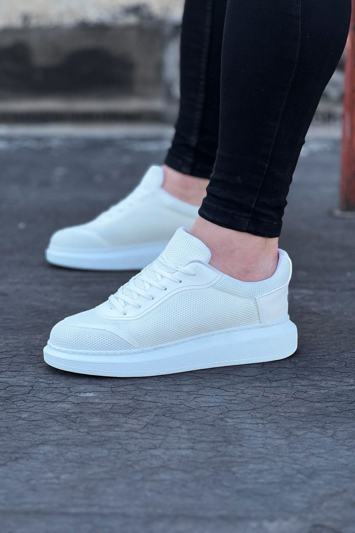 White Knit Men's Casual Shoes - Wagoon WG019