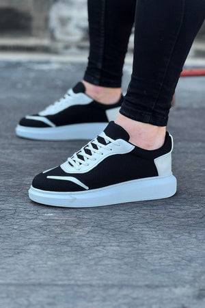 Black and White Men's Casual Knit Shoes - Wagoon WG019