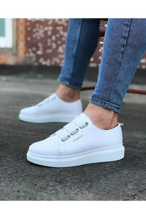 White Thick Sole Casual Men's Shoes - Wagoon WG026