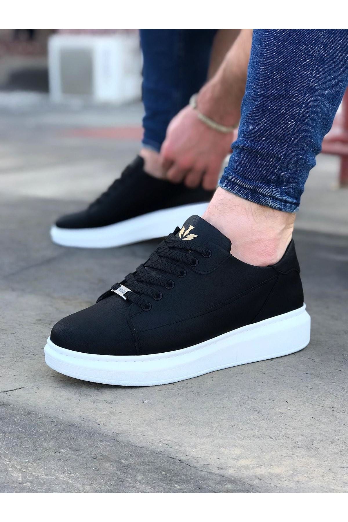 Black Lace-Up Chunky Sole Men's Casual Shoes