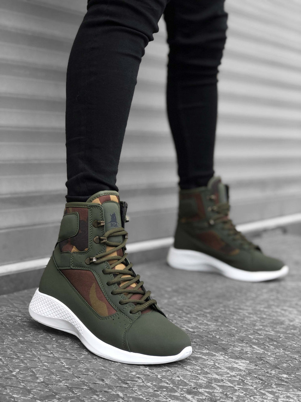 Green Camo Short Boxer Unisex Sports Boots with Laces