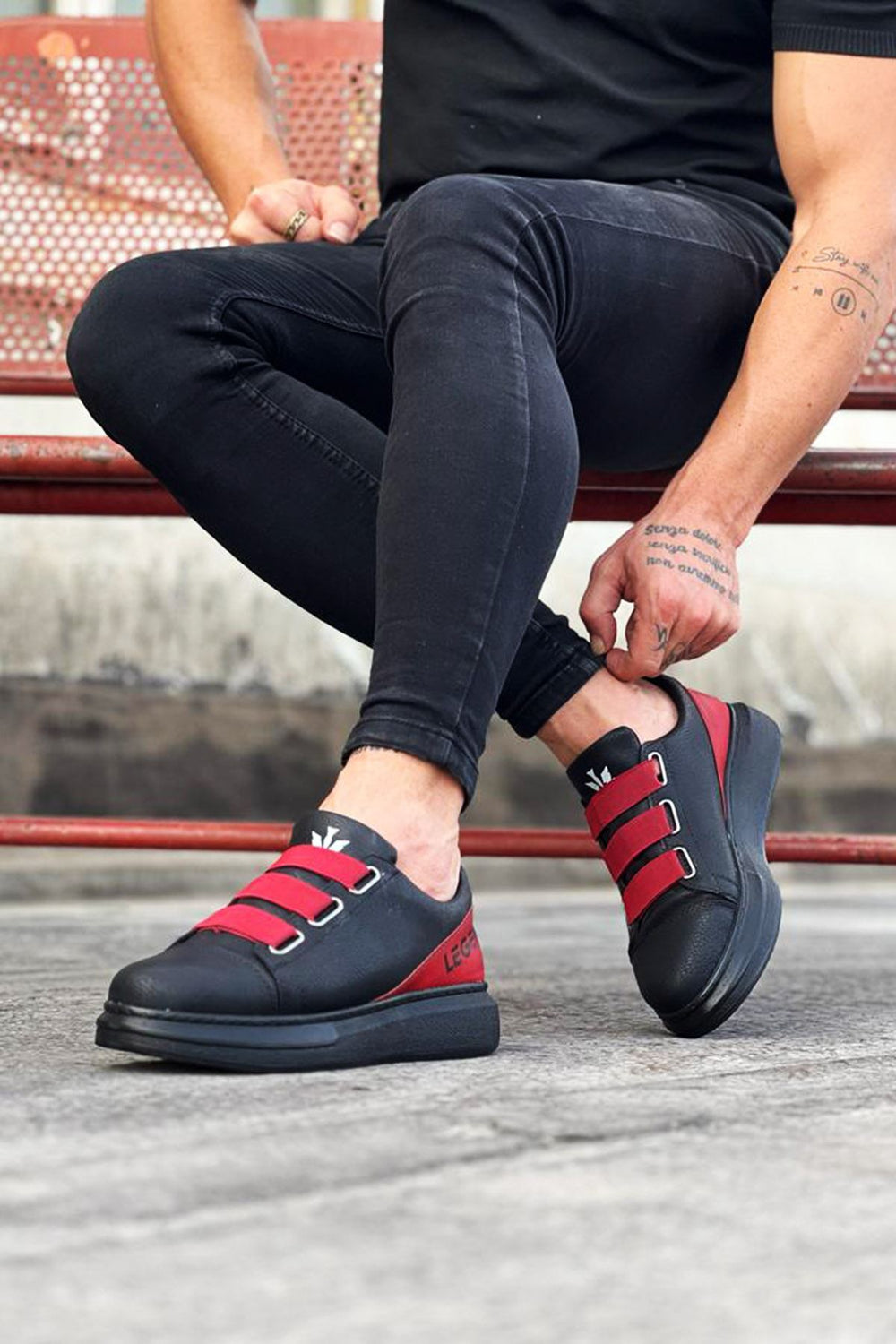 Legend Red Charcoal Thick Sole Men's Casual Shoes