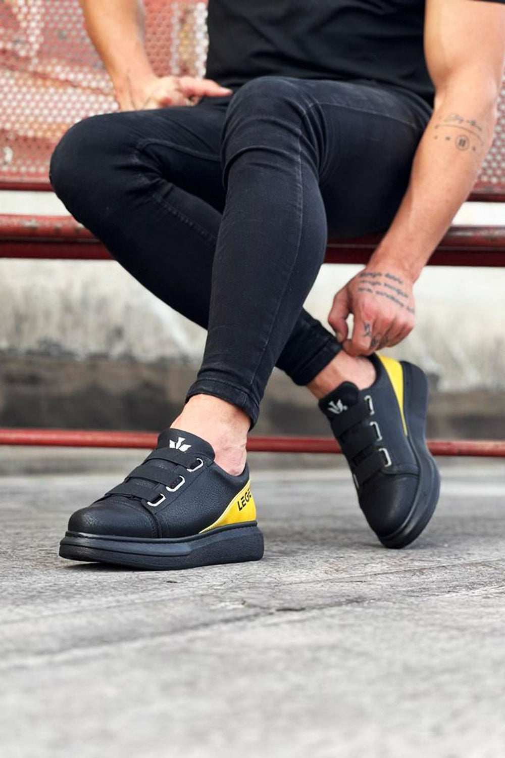Legend Charcoal Yellow Thick Sole Casual Men's Shoes