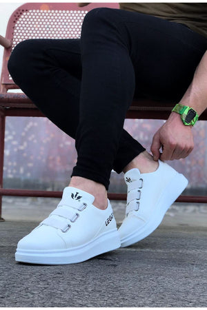 White Thick Sole Casual Men's Shoes - Wagoon WG029